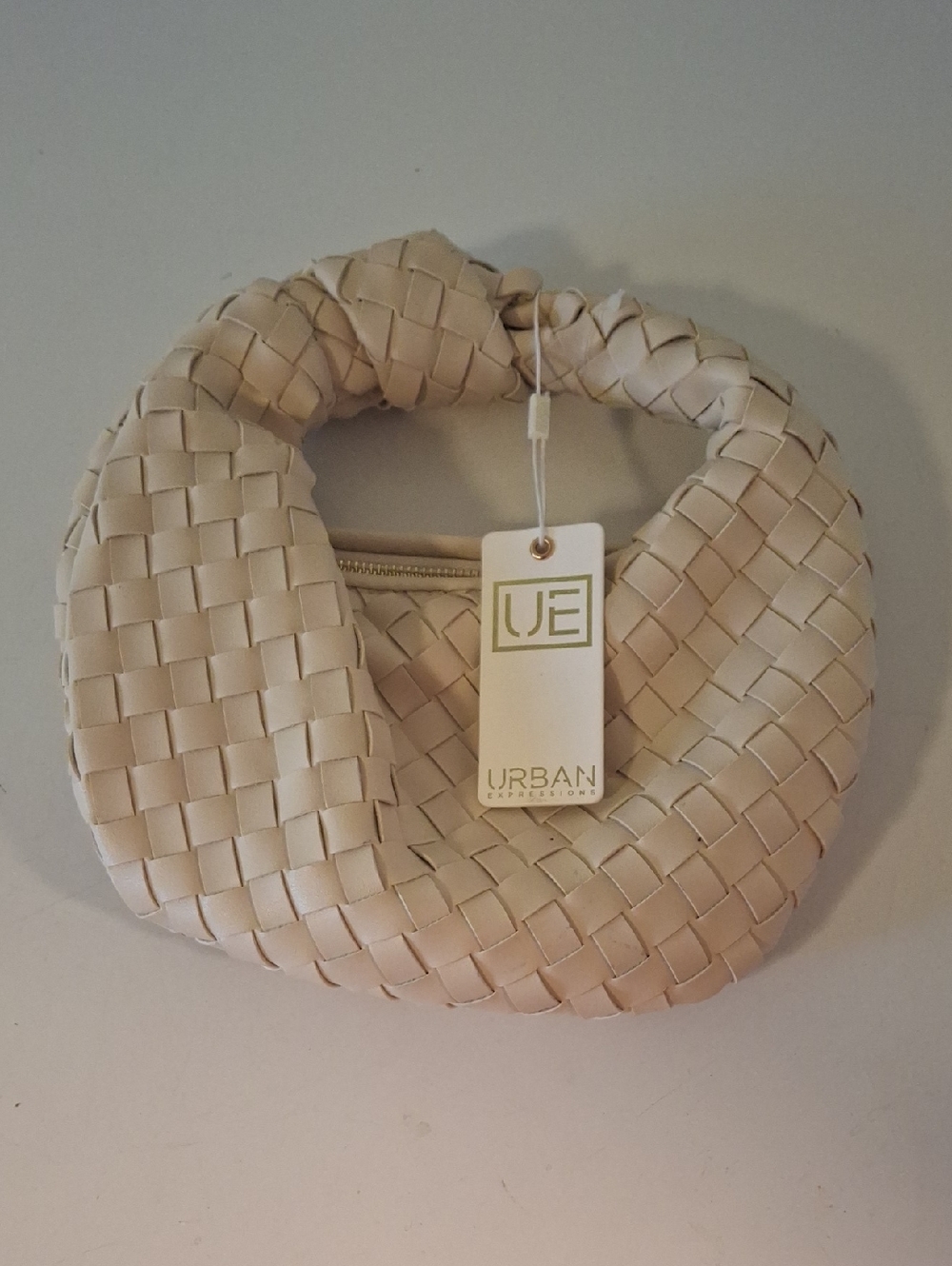 Urban Expressions Cream Braided Circle Handle Mini Bag